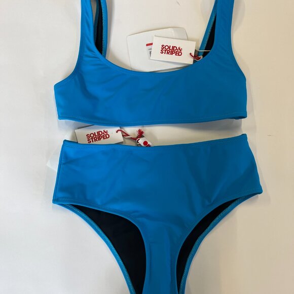 Solid & Striped The Ella Peacock Blue Swim Top and Bottom - Picture 3 of 5